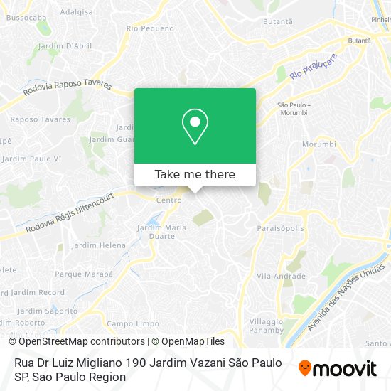 Mapa Rua Dr  Luiz Migliano  190   Jardim Vazani  São Paulo   SP