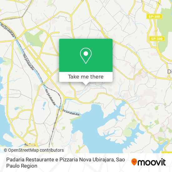 Mapa Padaria Restaurante e Pizzaria Nova Ubirajara