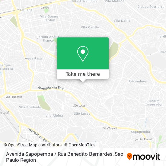 Avenida Sapopemba / Rua Benedito Bernardes map