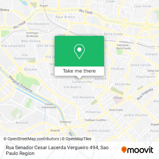 Mapa Rua Senador Cesar Lacerda Vergueiro 494