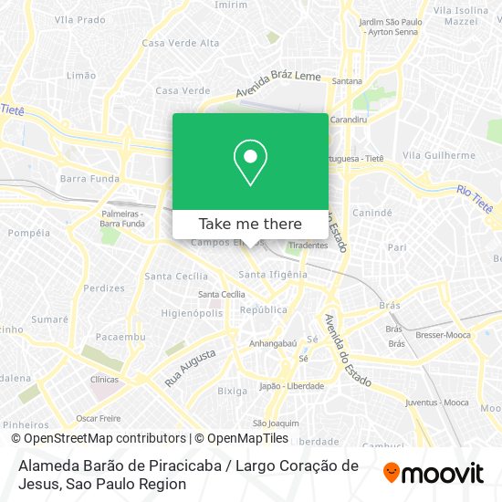 Mapa Alameda Barão de Piracicaba / Largo Coração de Jesus