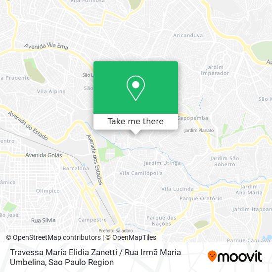 Mapa Travessa Maria Elidia Zanetti / Rua Irmã Maria Umbelina