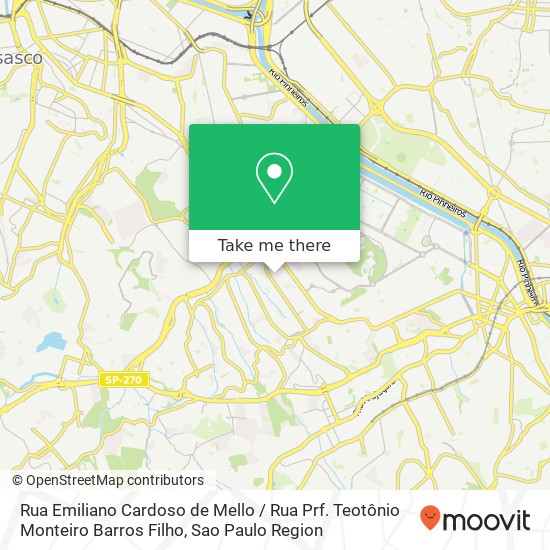 Mapa Rua Emiliano Cardoso de Mello / Rua Prf. Teotônio Monteiro Barros Filho