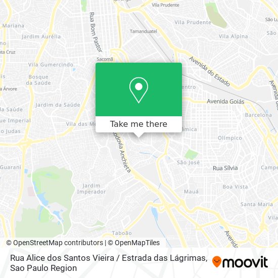 Mapa Rua Alice dos Santos Vieira / Estrada das Lágrimas