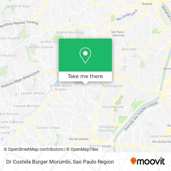 Mapa Dr Costela Burger Morumbi