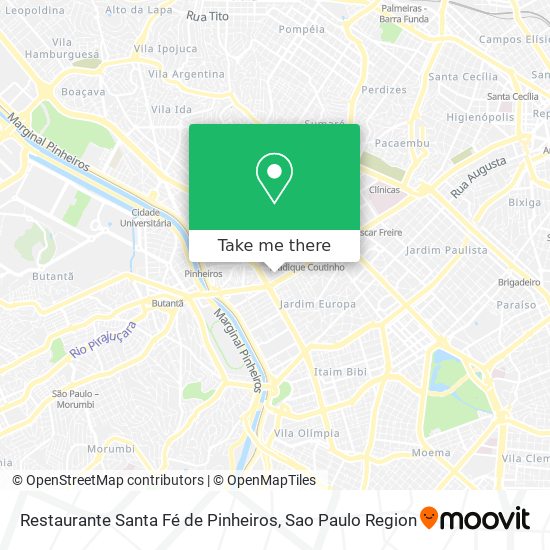 Mapa Restaurante Santa Fé de Pinheiros