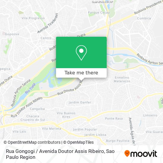 Mapa Rua Gongogi / Avenida Doutor Assis Ribeiro