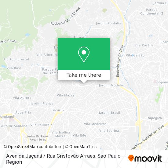 Mapa Avenida Jaçanã / Rua Cristóvão Arraes