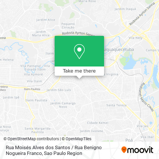 Mapa Rua Moisés Alves dos Santos / Rua Benigno Nogueira Franco