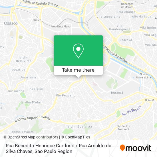 Mapa Rua Benedito Henrique Cardoso / Rua Arnaldo da Silva Chaves