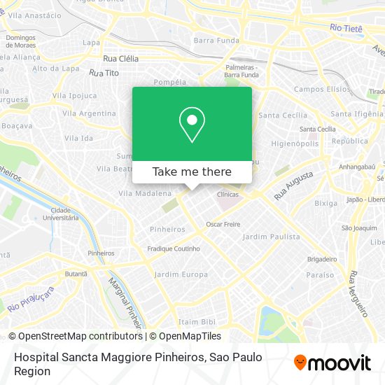 Mapa Hospital Sancta Maggiore Pinheiros