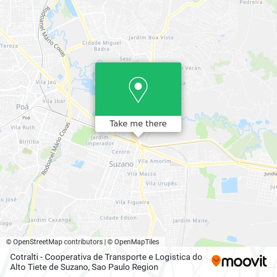 Mapa Cotralti - Cooperativa de Transporte e Logistica do Alto Tiete de Suzano