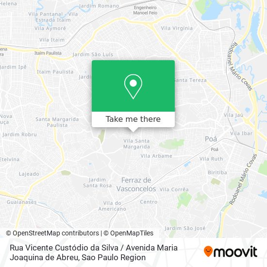 Mapa Rua Vicente Custódio da Silva / Avenida Maria Joaquina de Abreu