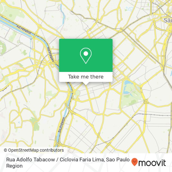 Mapa Rua Adolfo Tabacow / Ciclovia Faria Lima