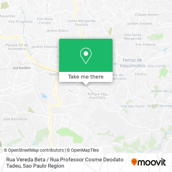 Mapa Rua Vereda Beta / Rua Professor Cosme Deodato Tadeu