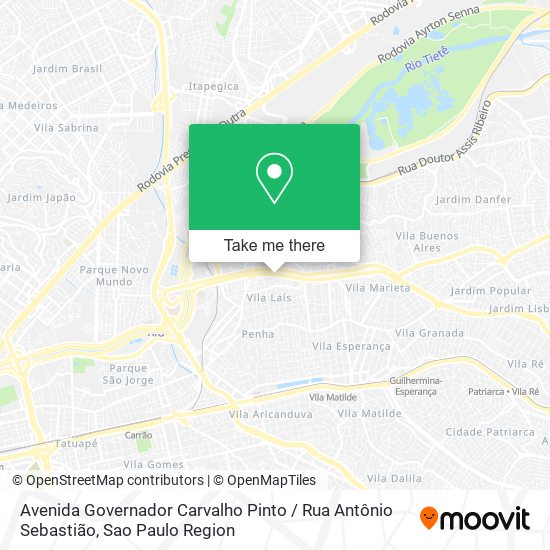 Mapa Avenida Governador Carvalho Pinto / Rua Antônio Sebastião