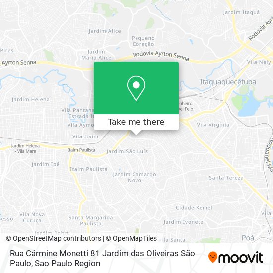 Mapa Rua Cármine Monetti  81   Jardim das Oliveiras  São Paulo