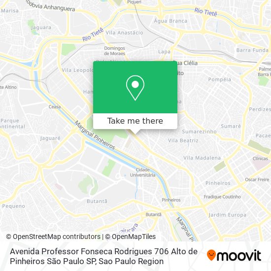 Mapa Avenida Professor Fonseca Rodrigues 706  Alto de Pinheiros   São Paulo SP