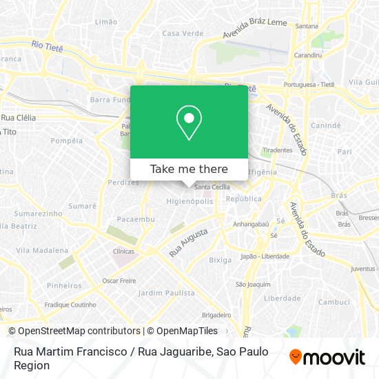 Mapa Rua Martim Francisco / Rua Jaguaribe