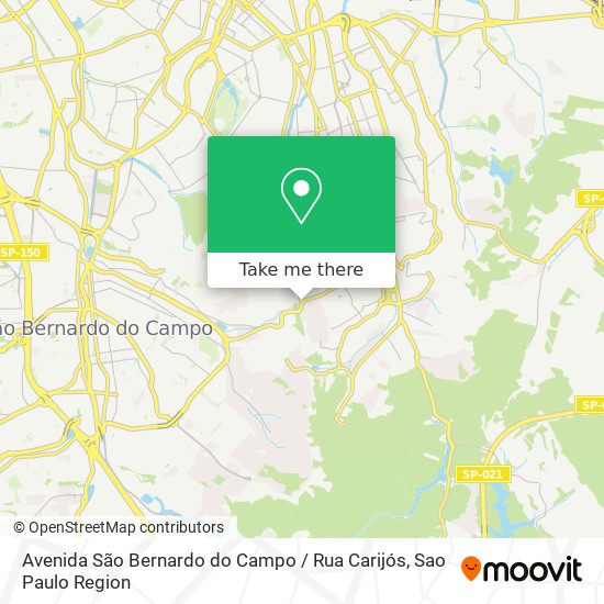 Mapa Avenida São Bernardo do Campo / Rua Carijós