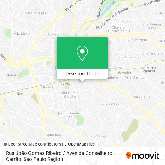 Rua João Gomes Ribeiro / Avenida Conselheiro Carrão map