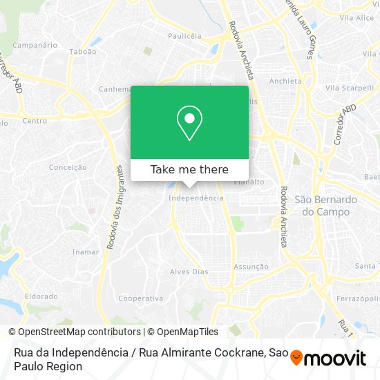 Mapa Rua da Independência / Rua Almirante Cockrane