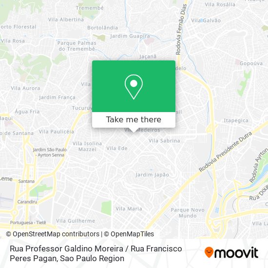 Mapa Rua Professor Galdino Moreira / Rua Francisco Peres Pagan