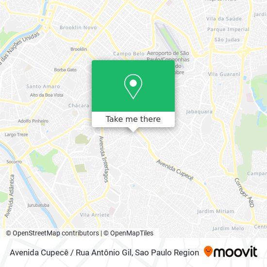 Mapa Avenida Cupecê / Rua Antônio Gil