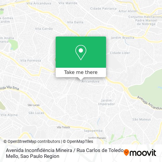 Mapa Avenida Inconfidência Mineira / Rua Carlos de Toledo Mello
