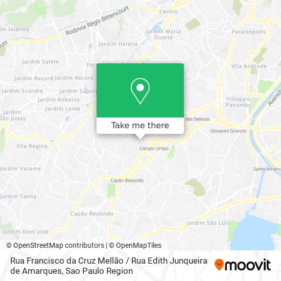 Mapa Rua Francisco da Cruz Mellão / Rua Edith Junqueira de Amarques