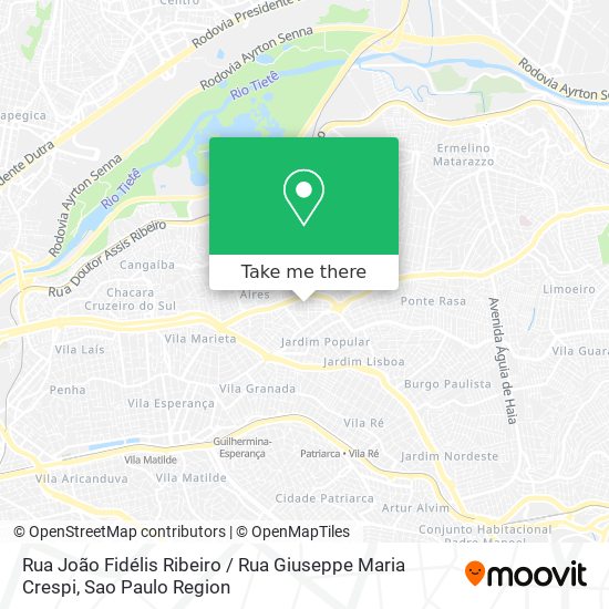 Mapa Rua João Fidélis Ribeiro / Rua Giuseppe Maria Crespi