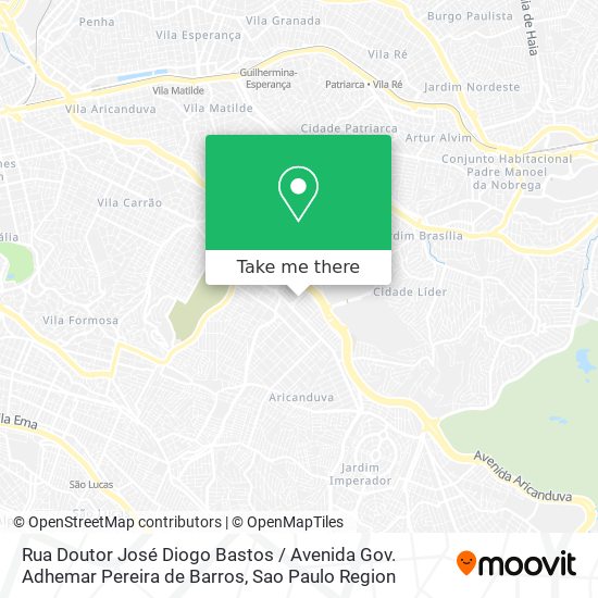 Mapa Rua Doutor José Diogo Bastos / Avenida Gov. Adhemar Pereira de Barros