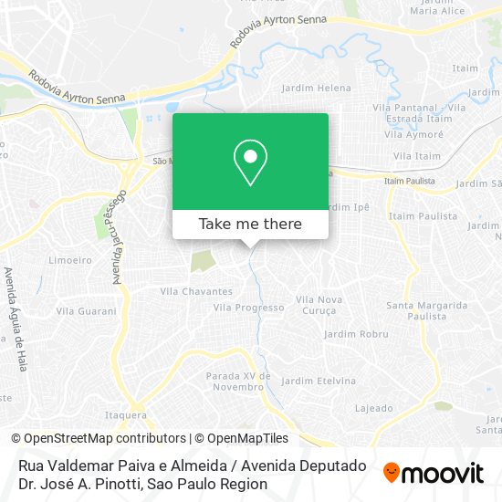 Mapa Rua Valdemar Paiva e Almeida / Avenida Deputado Dr. José A. Pinotti