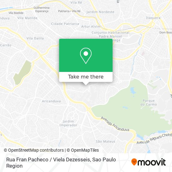 Mapa Rua Fran Pacheco / Viela Dezesseis