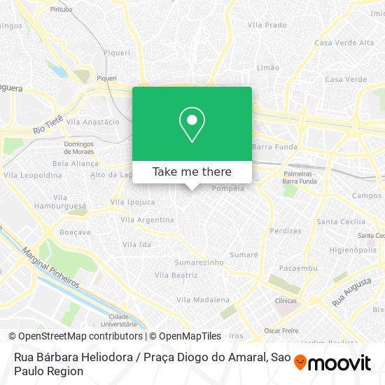 Mapa Rua Bárbara Heliodora / Praça Diogo do Amaral