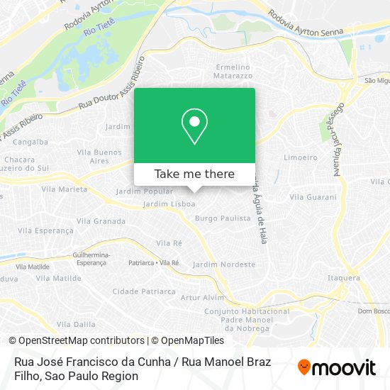 Mapa Rua José Francisco da Cunha / Rua Manoel Braz Filho