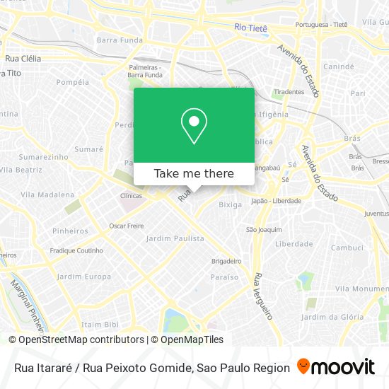 Mapa Rua Itararé / Rua Peixoto Gomide