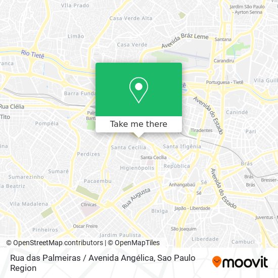 Mapa Rua das Palmeiras / Avenida Angélica