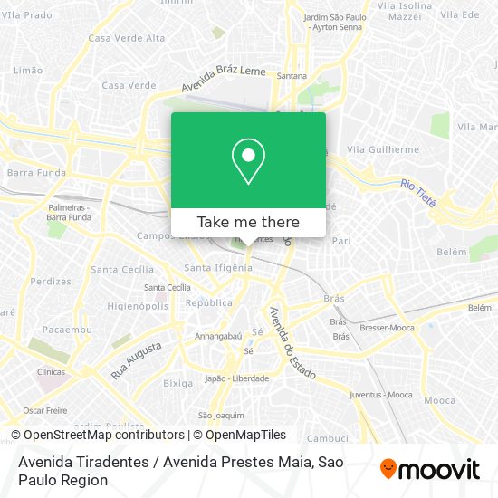 Mapa Avenida Tiradentes / Avenida Prestes Maia