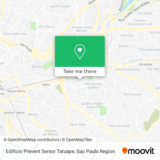 Edifício Prevent Senior Tatuape map