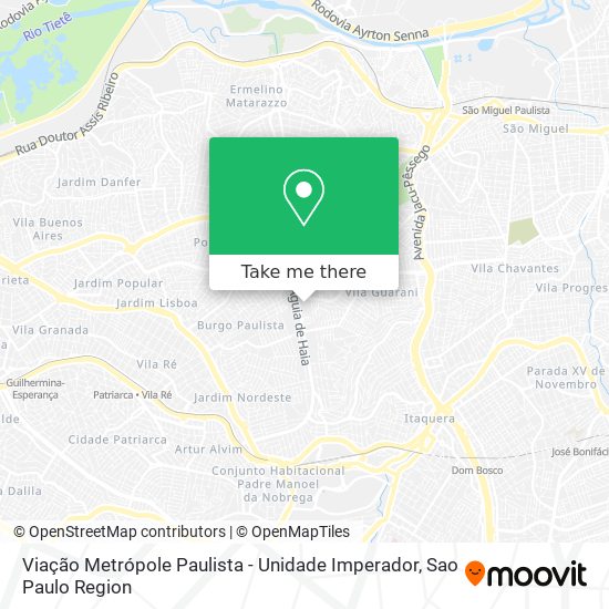 Mapa Viação Metrópole Paulista - Unidade Imperador