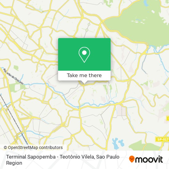 Mapa Terminal Sapopemba - Teotônio Vilela