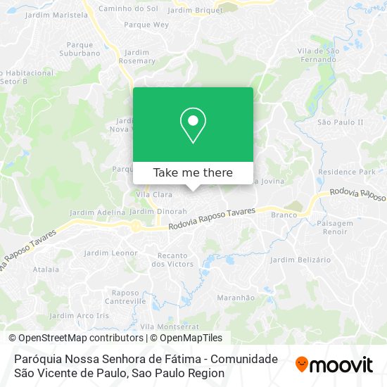 Mapa Paróquia Nossa Senhora de Fátima - Comunidade São Vicente de Paulo