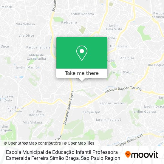 Mapa Escola Municipal de Educação Infantil Professora Esmeralda Ferreira Simão Braga