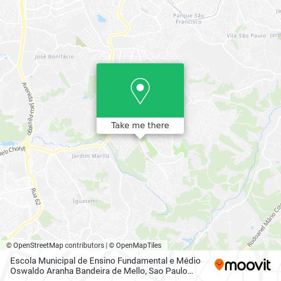 Mapa Escola Municipal de Ensino Fundamental e Médio Oswaldo Aranha Bandeira de Mello