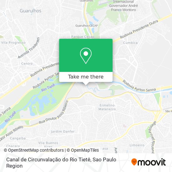 Mapa Canal de Circunvalação do Rio Tietê