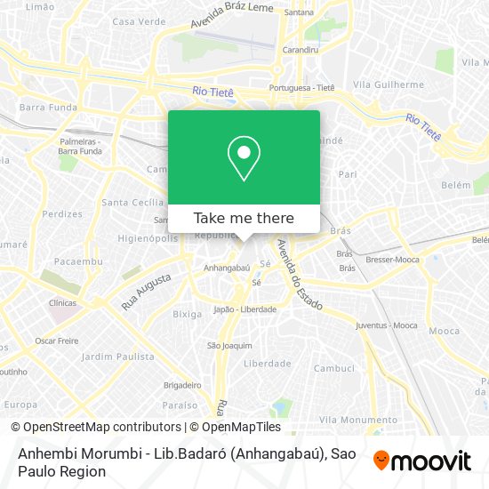 Anhembi Morumbi - Lib.Badaró (Anhangabaú) map