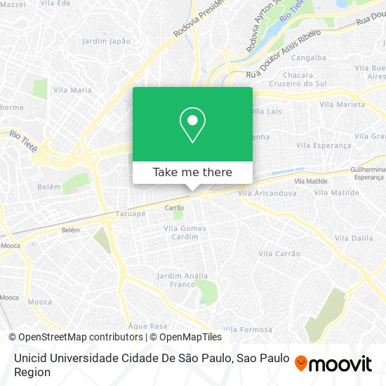 Unicid Universidade Cidade De São Paulo map