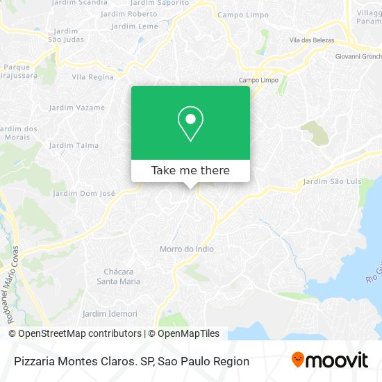 Mapa Pizzaria Montes Claros. SP