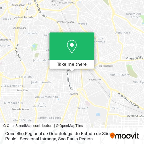 Mapa Conselho Regional de Odontologia do Estado de São Paulo - Seccional Ipiranga